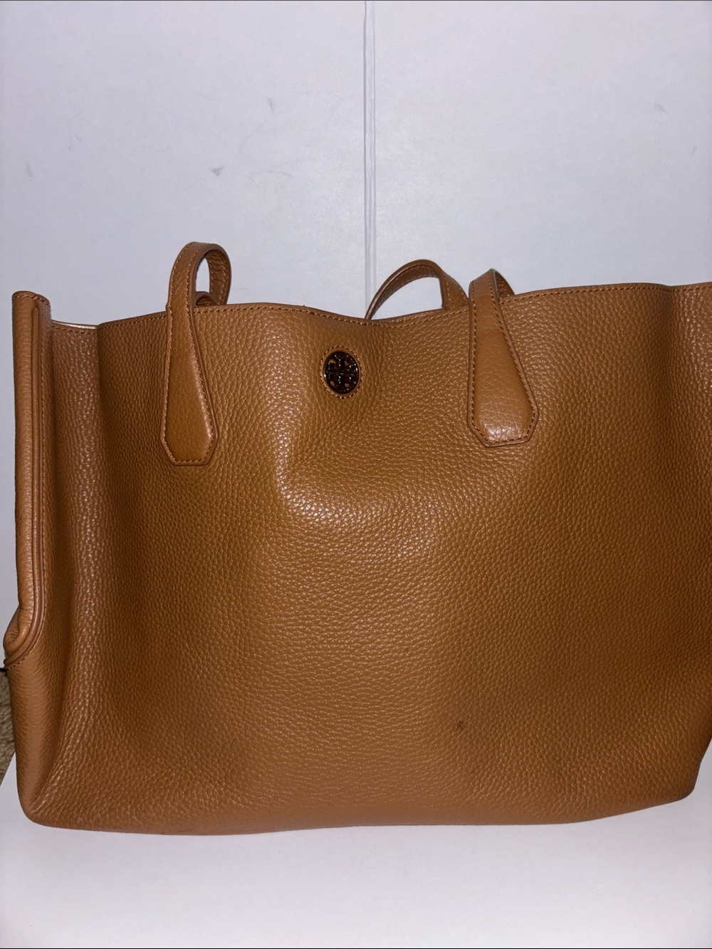 Tory Burch Cognac Pebbled Leather Tote